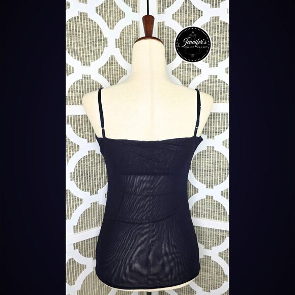 The Limited Blue Mesh Sequin Adjustable Spaghetti Strap Tank Top Size Medium - Picture 9 of 12